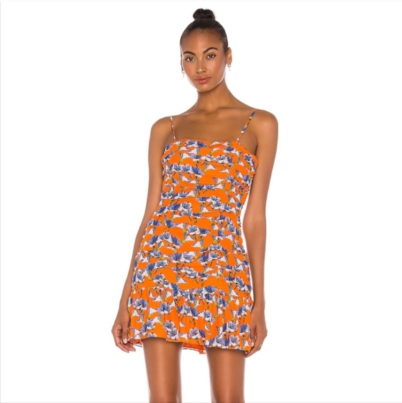 Parker Silk Floral Ruched Mini Dress Orange Purple Size 6 NWT - Picture 1 of 15